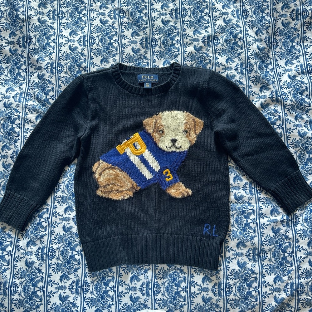 Polo by Ralph Lauren Kids' Navy Sweater with Puppy Design